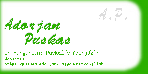 adorjan puskas business card